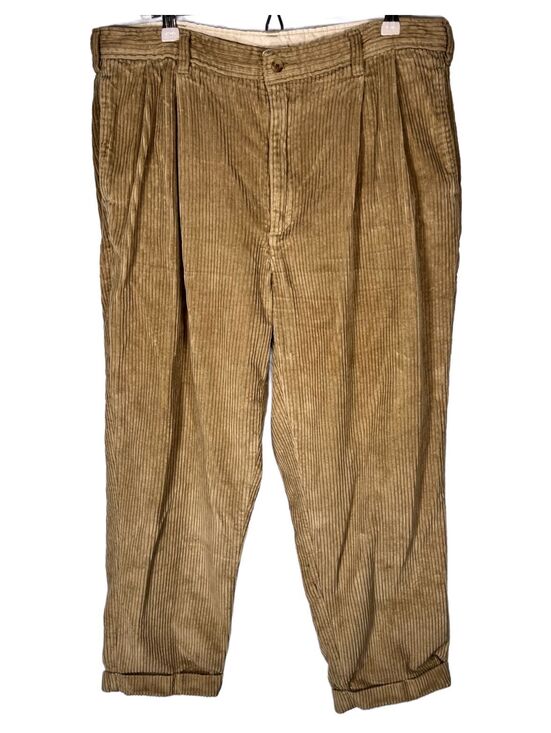 Bill Blass Other - Vintage Bill Blass Corduroy Pleated Trousers Tan Brown Pants Mens 36x30 Cuffed
